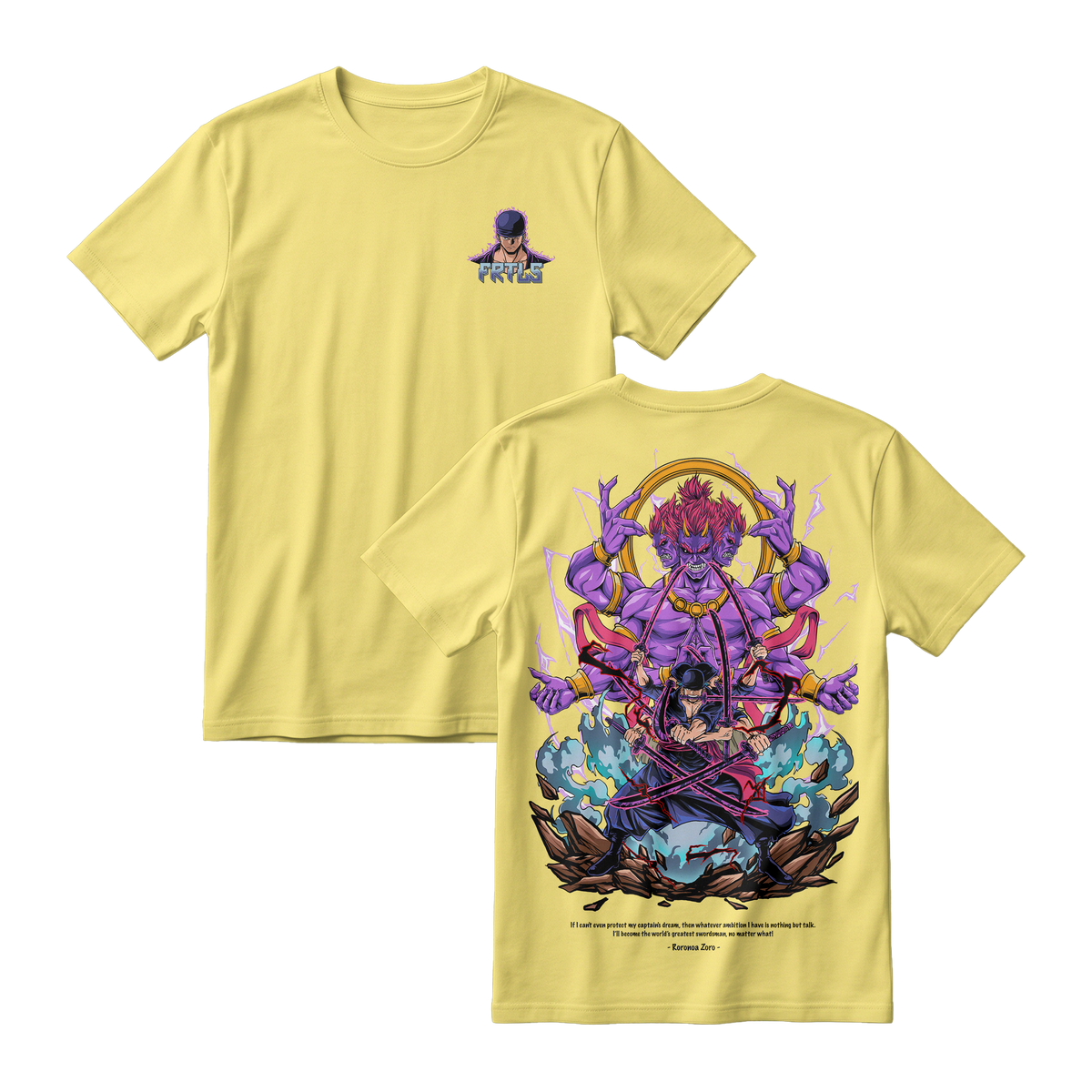 Anime One Piece Roronoa Zoro Short Sleeve Tee - LEMON