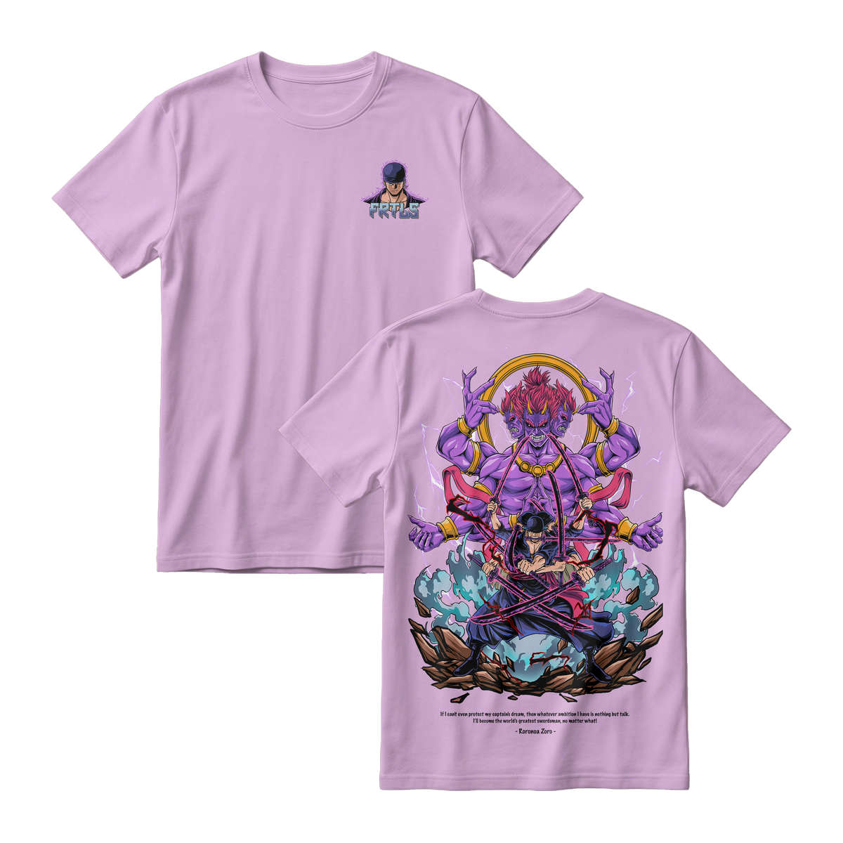 Anime One Piece Roronoa Zoro Short Sleeve Tee - LILAC