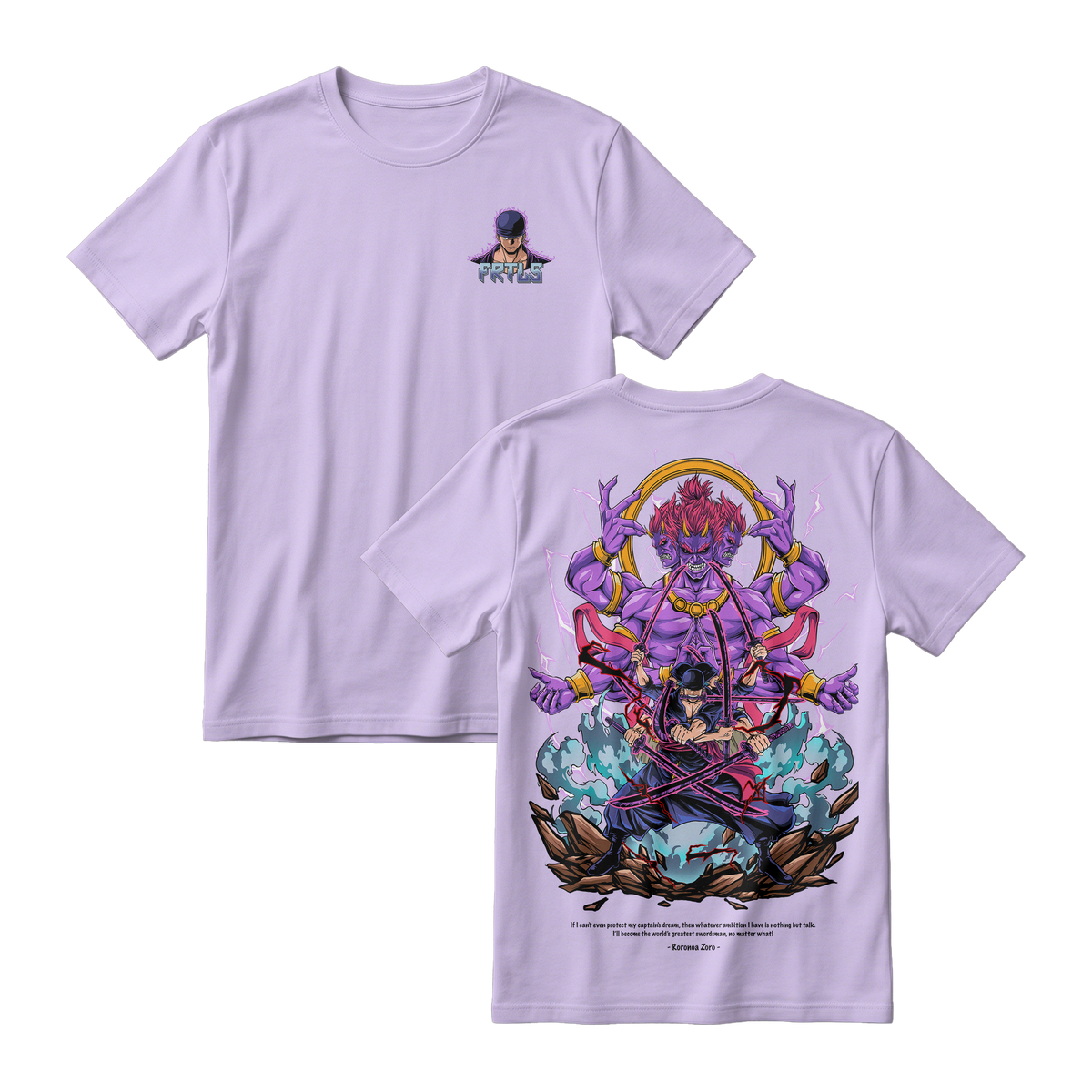 Anime One Piece Roronoa Zoro Short Sleeve Tee - PERIWINKLE