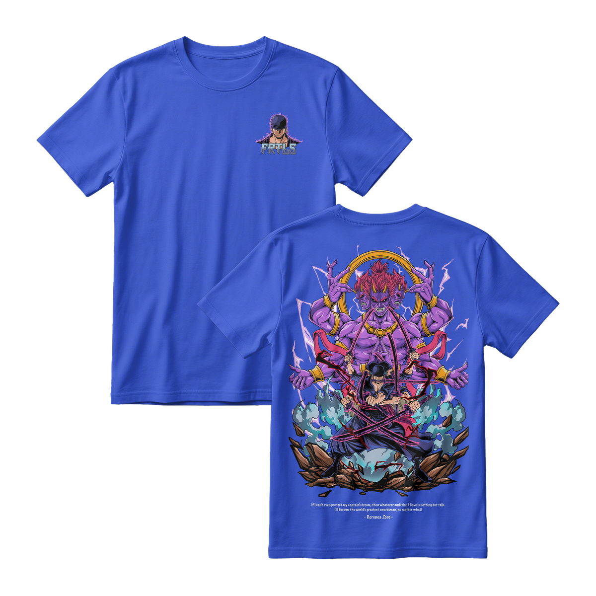 Anime One Piece Roronoa Zoro Short Sleeve Tee - ROYAL-BLUE