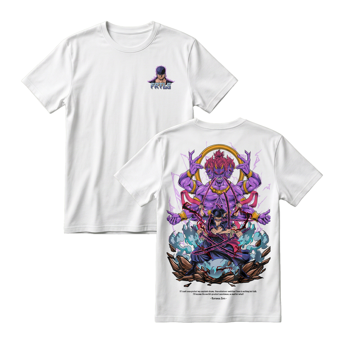 Anime One Piece Roronoa Zoro Short Sleeve Tee - WHITE