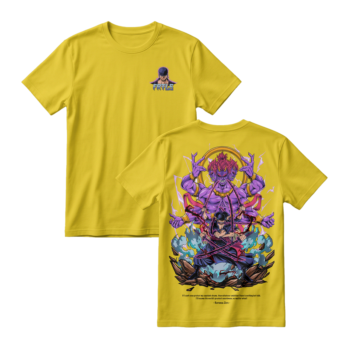 Anime One Piece Roronoa Zoro Short Sleeve Tee - YELLOW