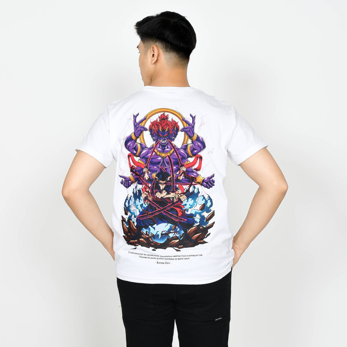 Anime One Piece Roronoa Zoro Short Sleeve Tee - RZM002 - White PS 2