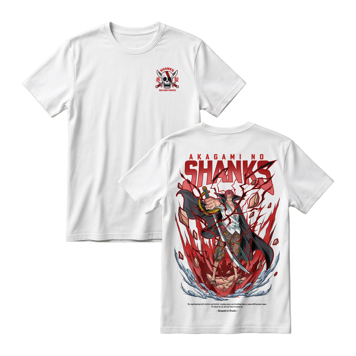 Anime One Piece Akagami no Shanks Short Sleeve Tee - WHITE