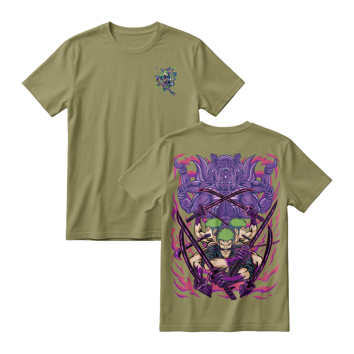 Anime One Piece Roronoa Zoro Short Sleeve Tee - ARMY