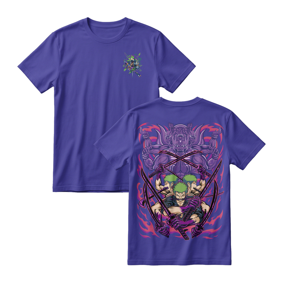 Anime One Piece Roronoa Zoro Short Sleeve Tee - CADBURY
