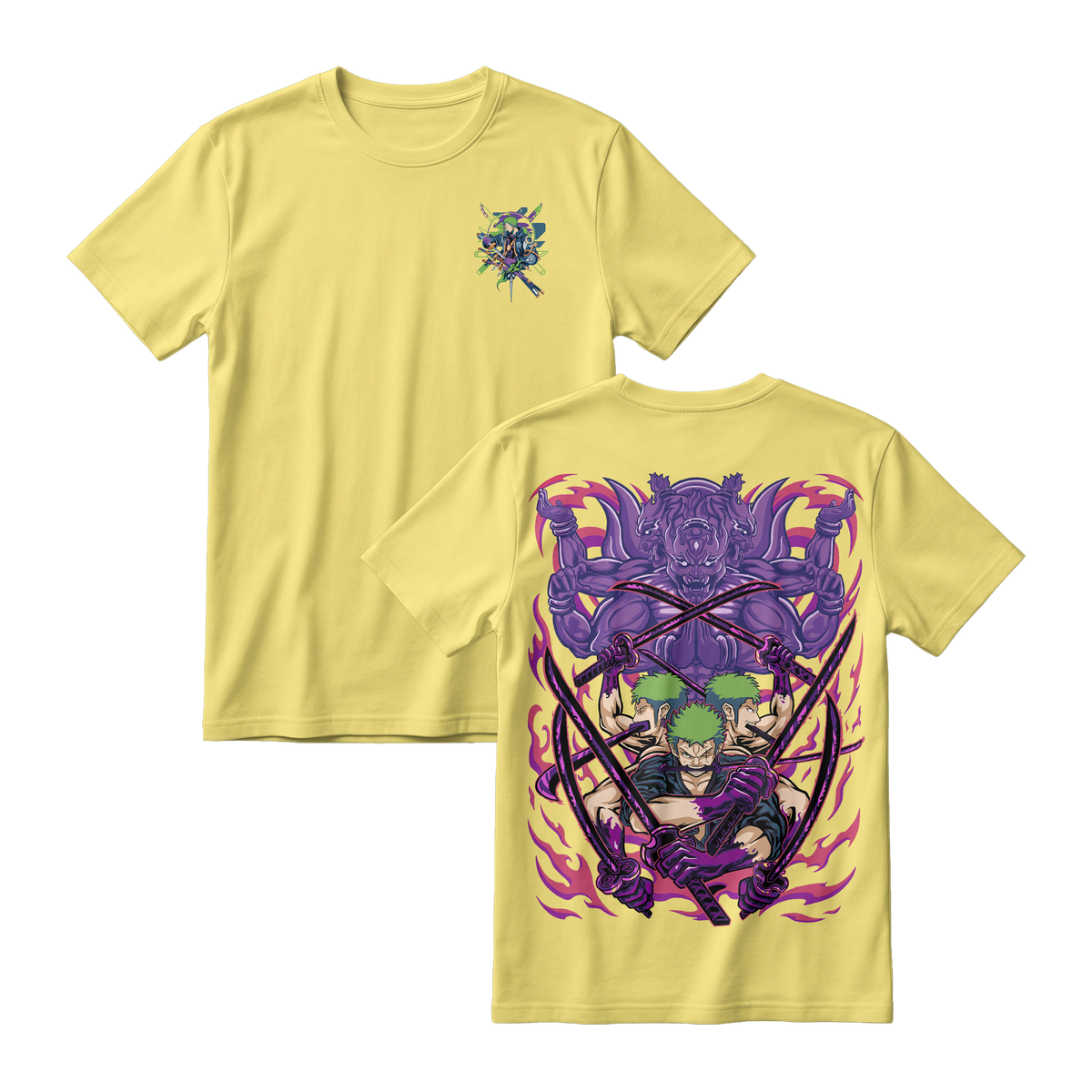 Anime One Piece Roronoa Zoro Short Sleeve Tee - LEMON