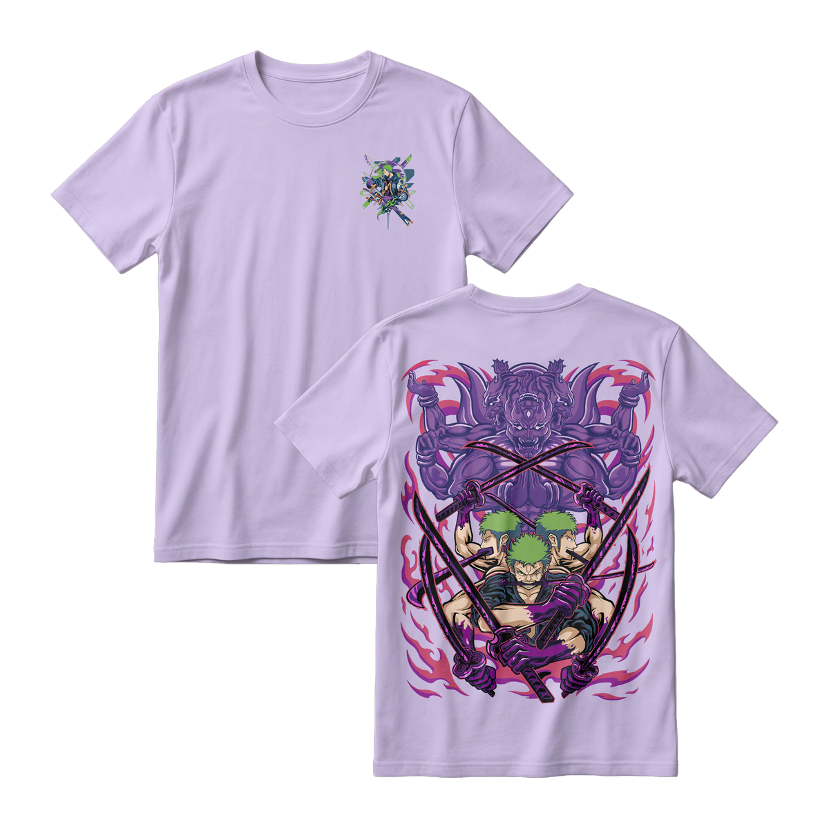 Anime One Piece Roronoa Zoro Short Sleeve Tee - PERIWINKLE