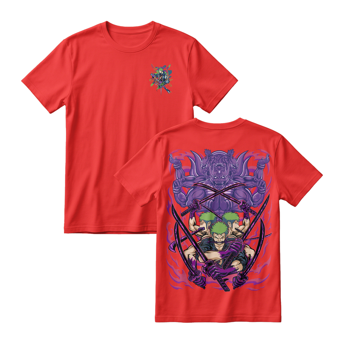 Anime One Piece Roronoa Zoro Short Sleeve Tee - RED-CHILI