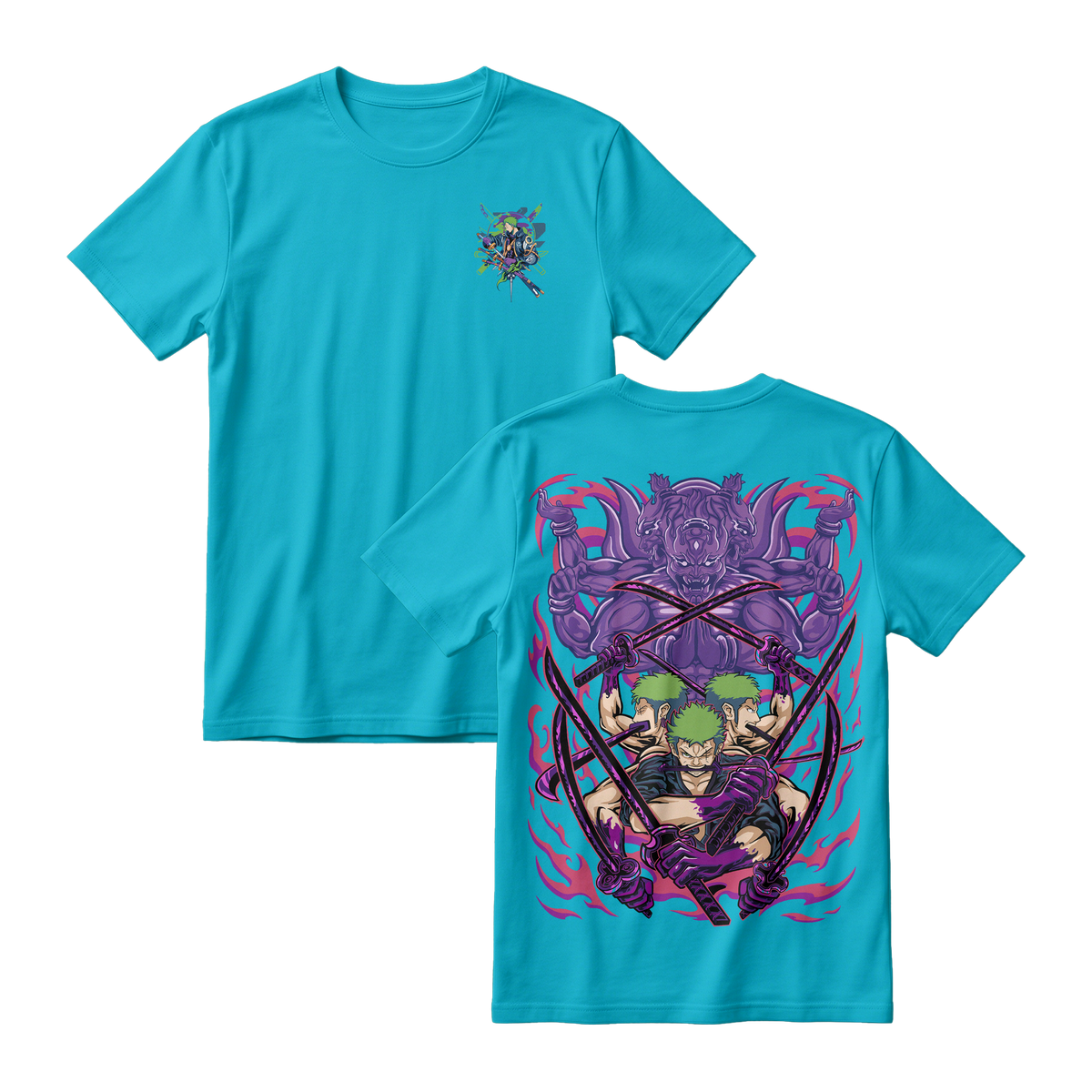 Anime One Piece Roronoa Zoro Short Sleeve Tee - TIFFANY