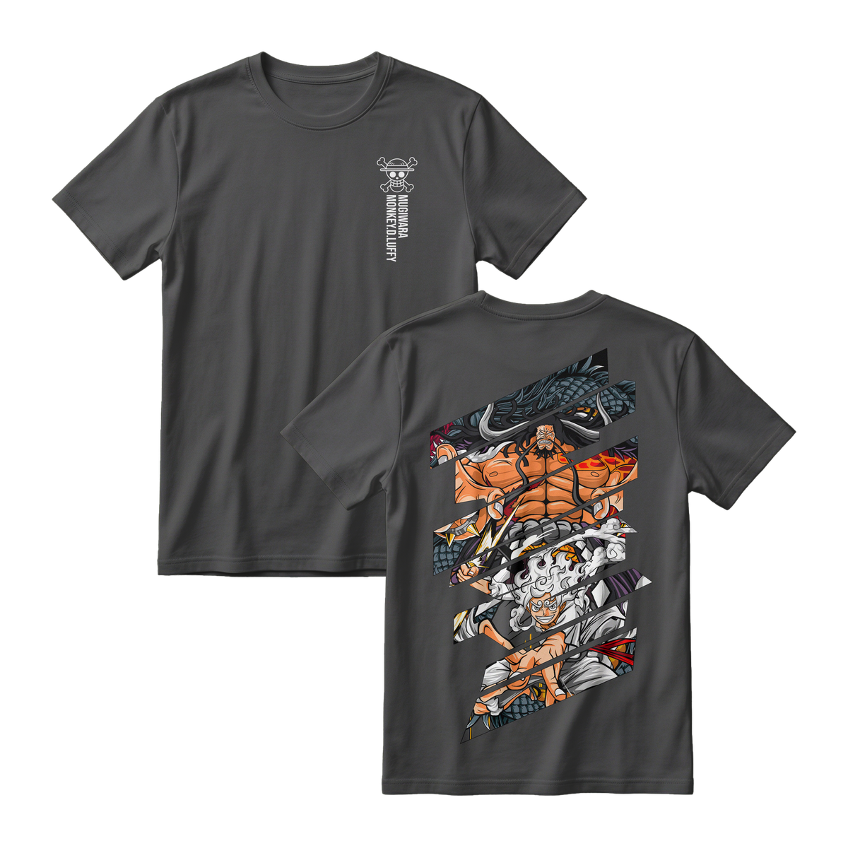 Anime One Piece Monkey D. Luffy Short Sleeve Tee - BLACK-JELLY