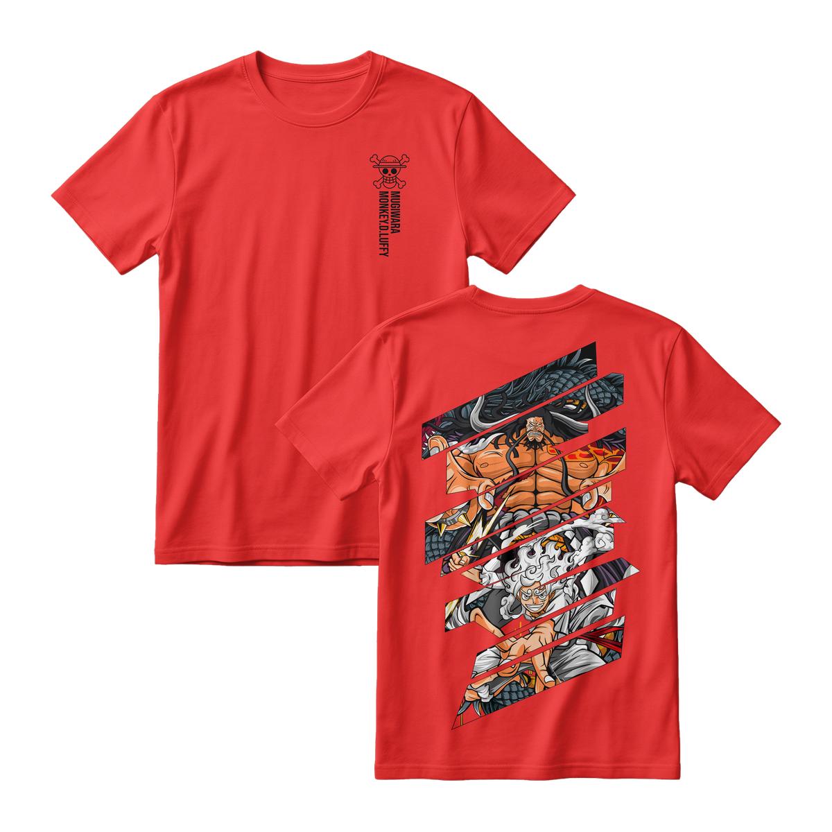 Anime One Piece Monkey D. Luffy Short Sleeve Tee - RED-CHILI