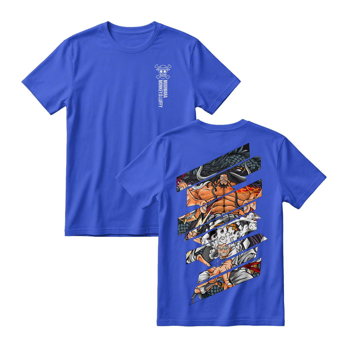 Anime One Piece Monkey D. Luffy Short Sleeve Tee - ROYAL-BLUE