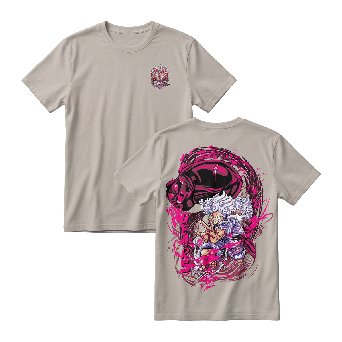 Anime One Piece Monkey D. Luffy Short Sleeve Tee - BONE