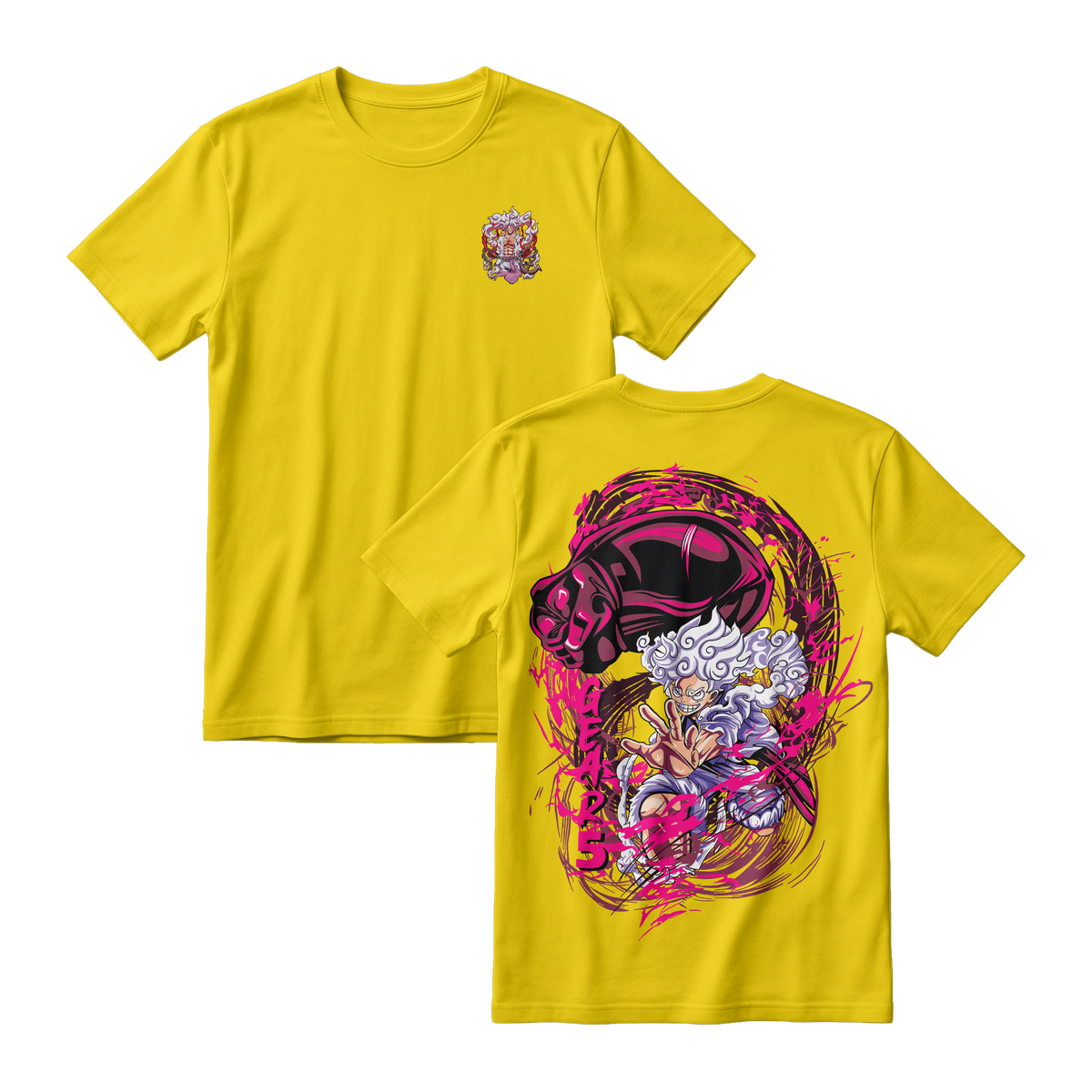 Anime One Piece Monkey D. Luffy Short Sleeve Tee - CANARY-YELLOW
