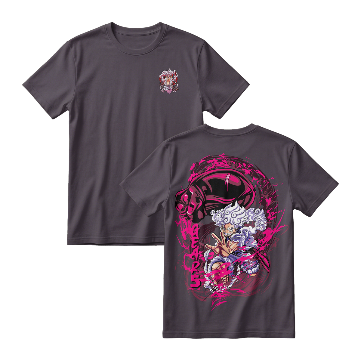 Anime One Piece Monkey D. Luffy Short Sleeve Tee - CHARCOAL
