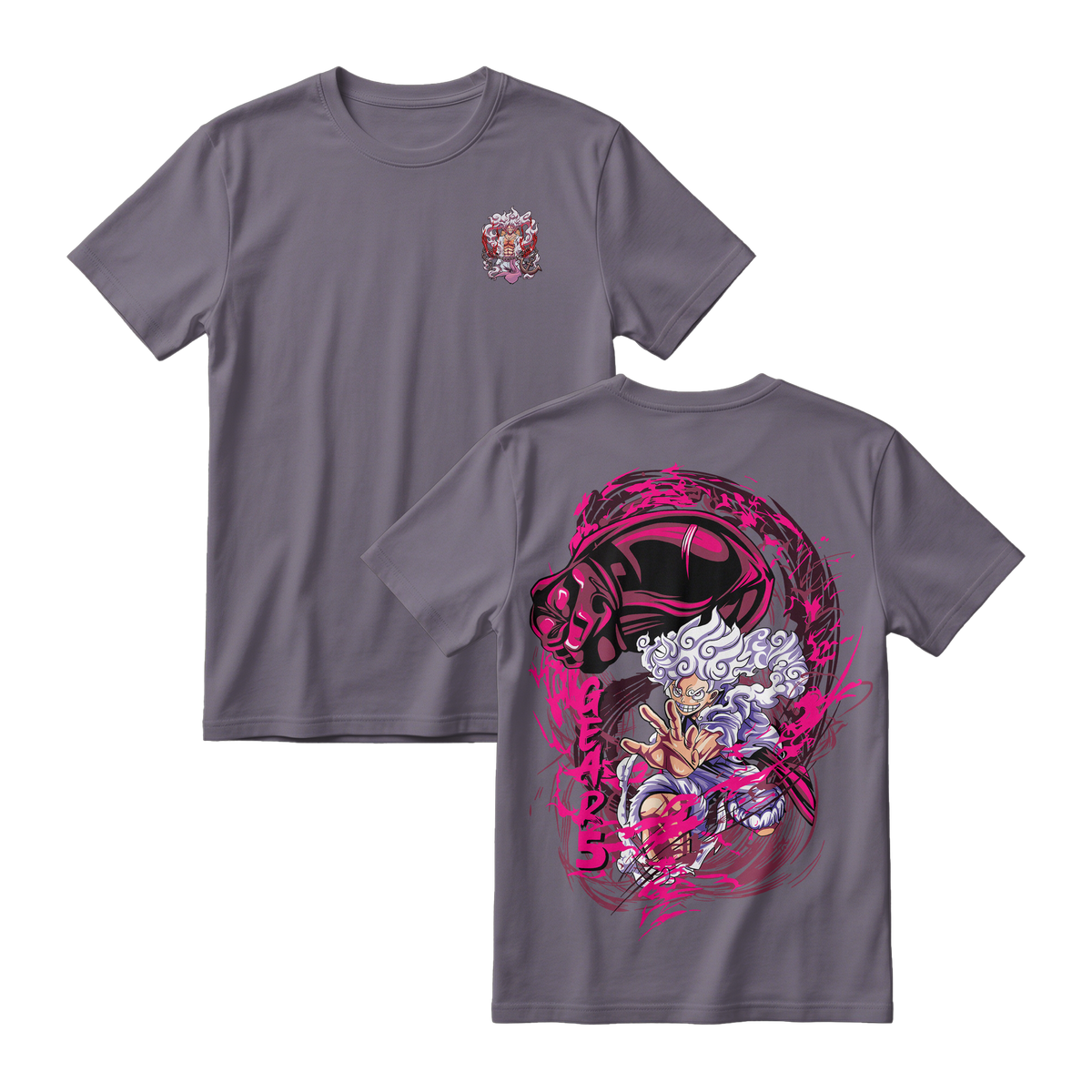 Anime One Piece Monkey D. Luffy Short Sleeve Tee - DARK-GREY