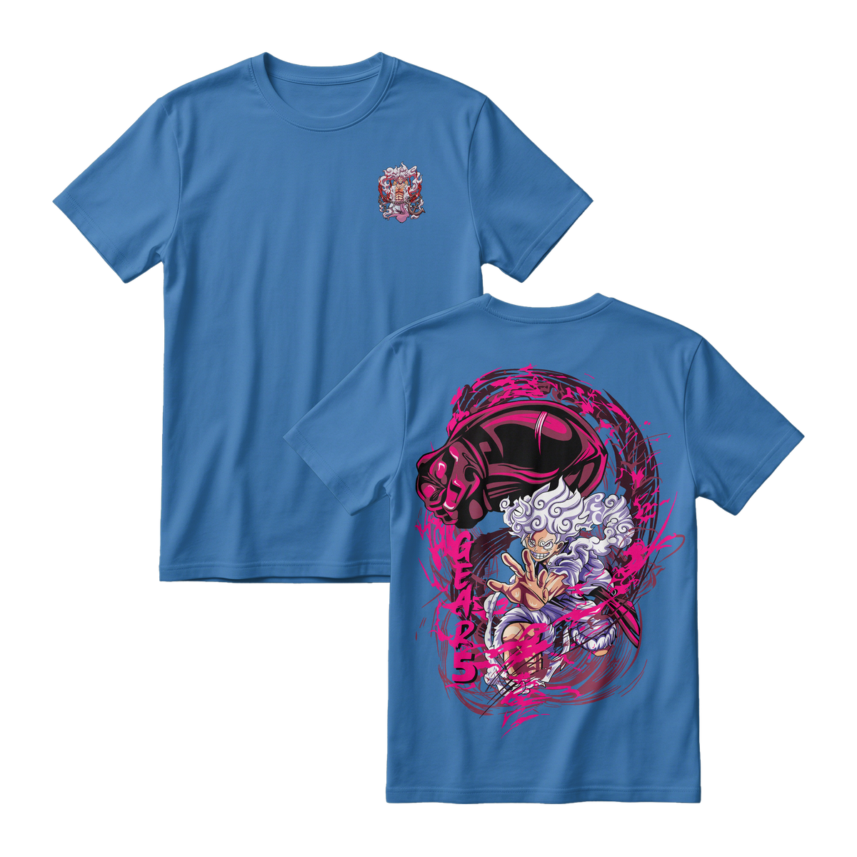 Anime One Piece Monkey D. Luffy Short Sleeve Tee -DEEP-BLUE