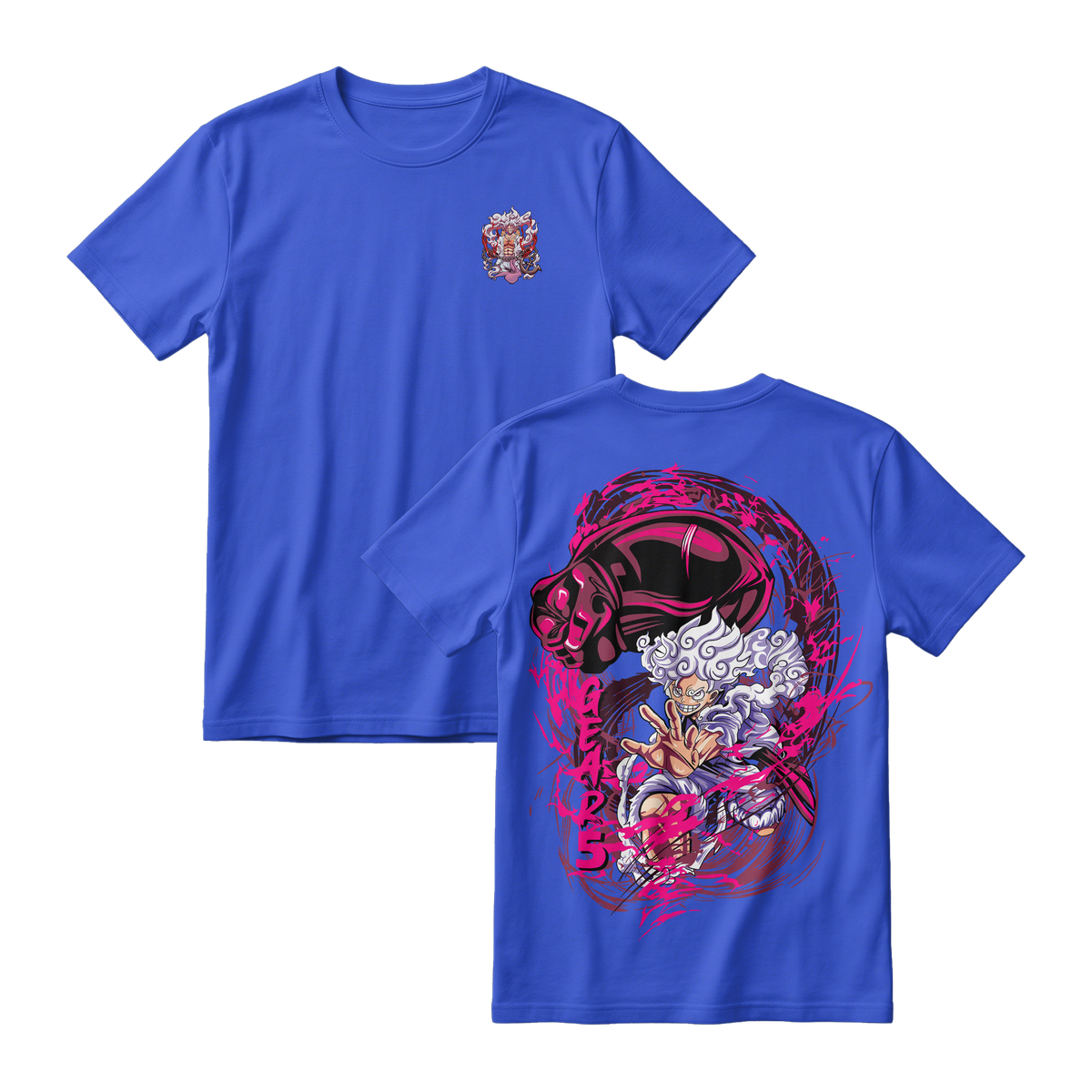 Anime One Piece Monkey D. Luffy Short Sleeve Tee - ROYAL-BLUE