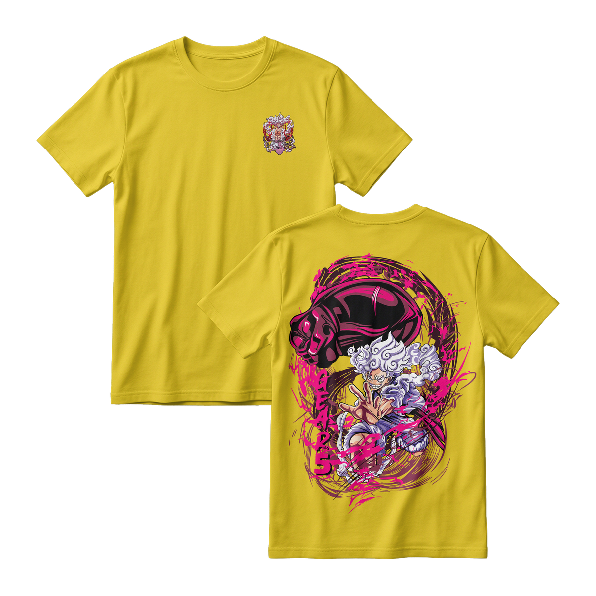 Anime One Piece Monkey D. Luffy Short Sleeve Tee - YELLOW