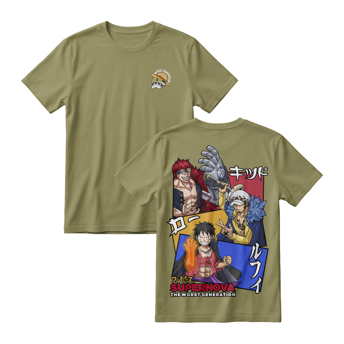 Anime One Piece Supernova The Worst Generation Short Sleeve Tee - ARMY