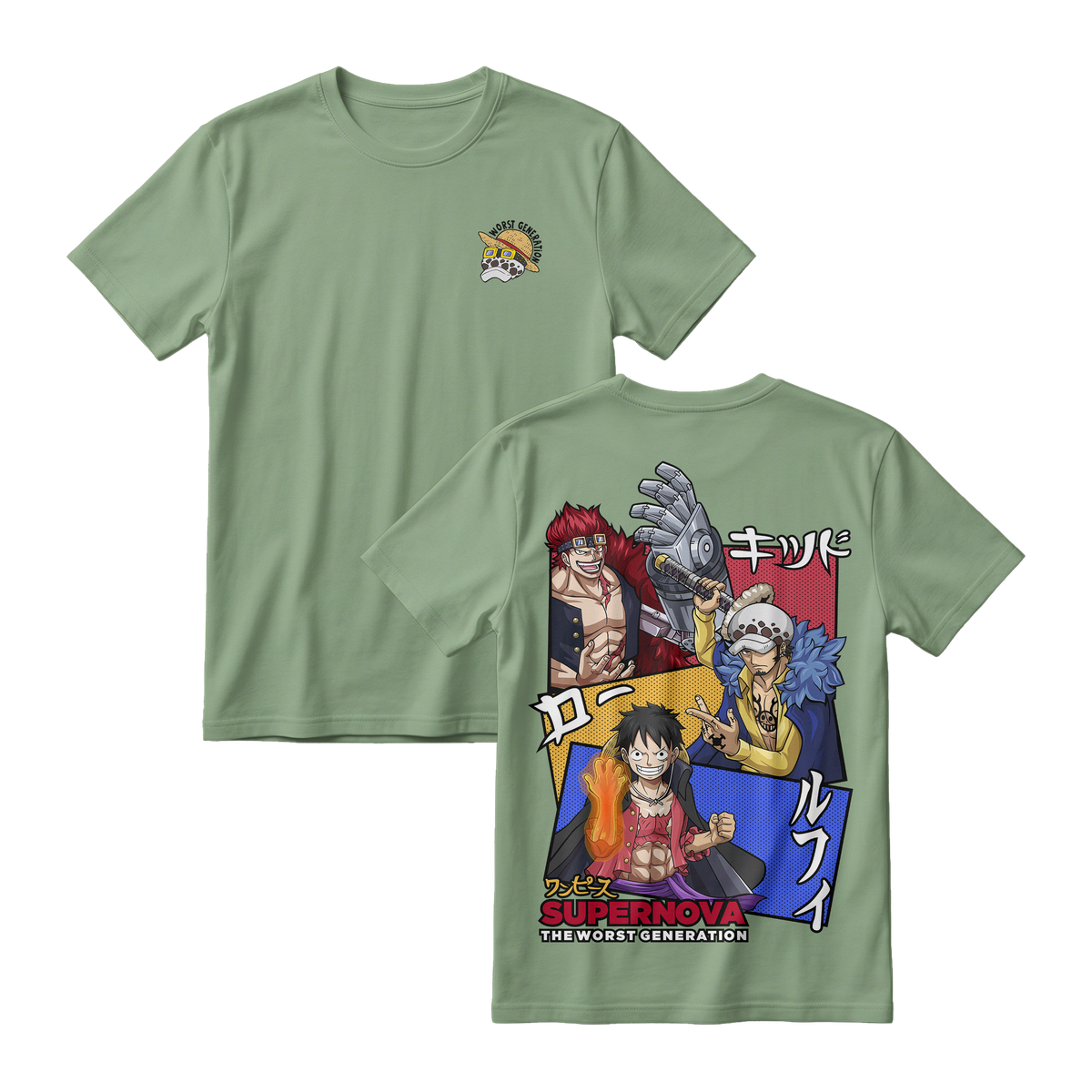 Anime One Piece Supernova The Worst Generation Short Sleeve Tee - ASPARAGUGS