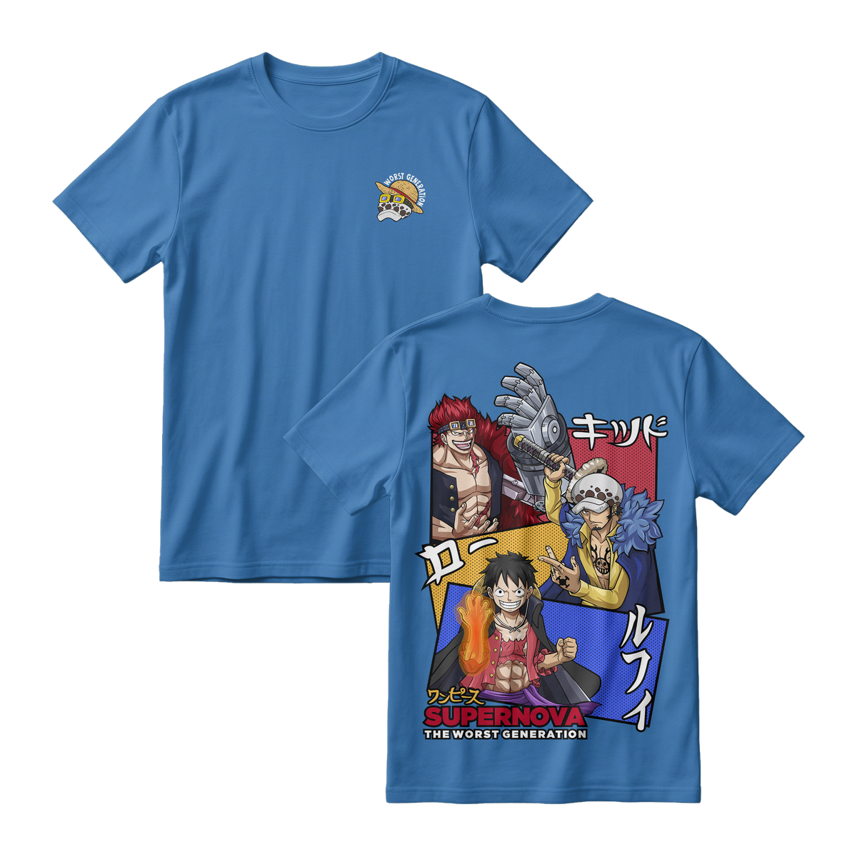 Anime One Piece Supernova The Worst Generation Short Sleeve Tee - DEEP-BLUE