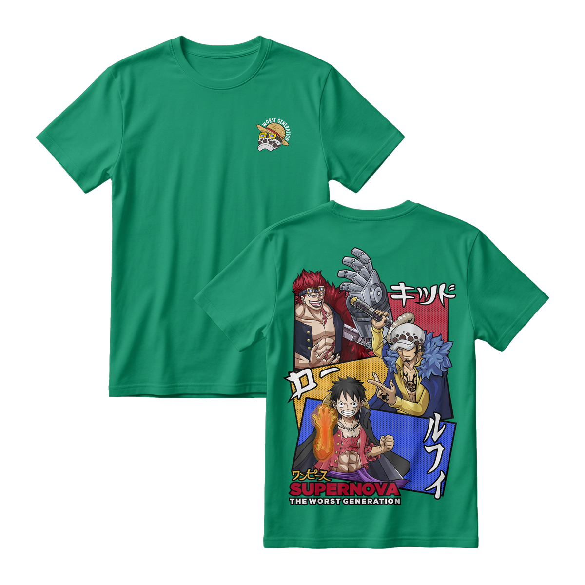 Anime One Piece Supernova The Worst Generation Short Sleeve Tee - JADE