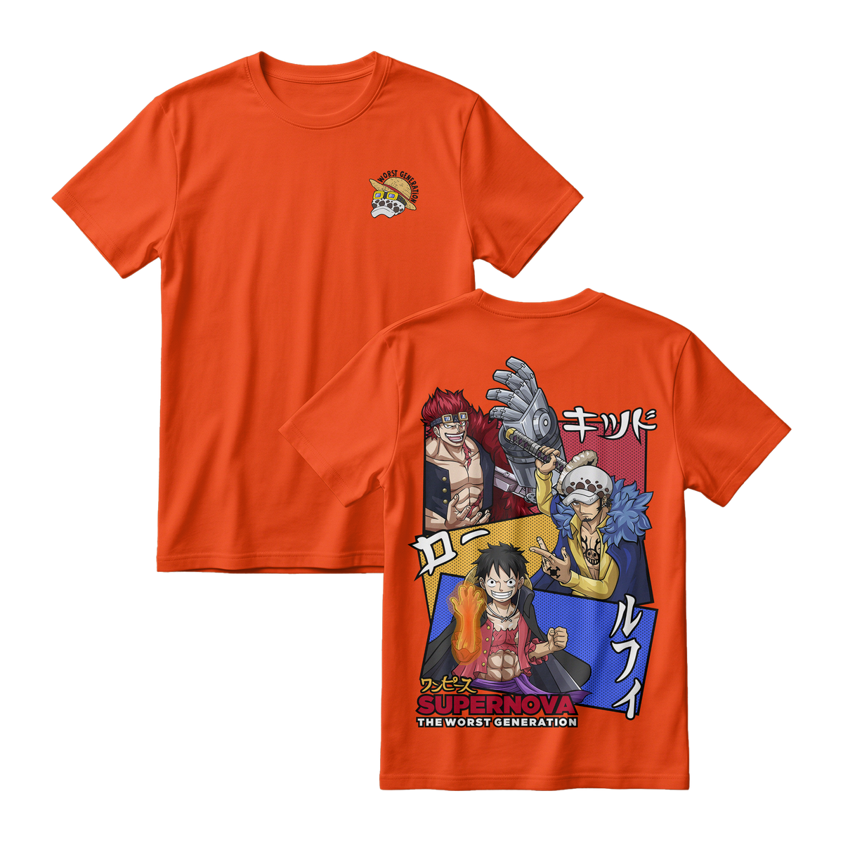 Anime One Piece Supernova The Worst Generation Short Sleeve Tee - TIGER