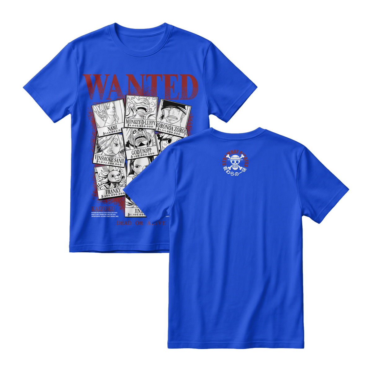 Anime One Piece Wanted Mugiwara Crew Short Sleeve Tee -  BENHUR