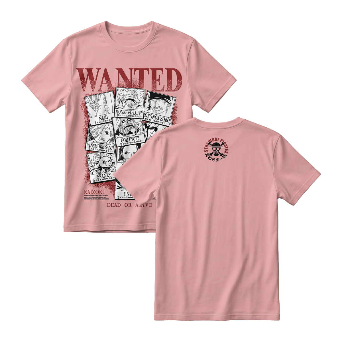 Anime One Piece Wanted Mugiwara Crew Short Sleeve Tee -  COTTON-CANDY
