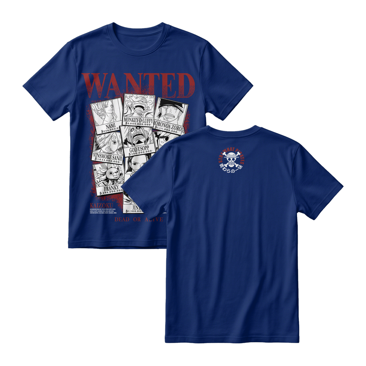 Anime One Piece Wanted Mugiwara Crew Short Sleeve Tee -  DONGKER