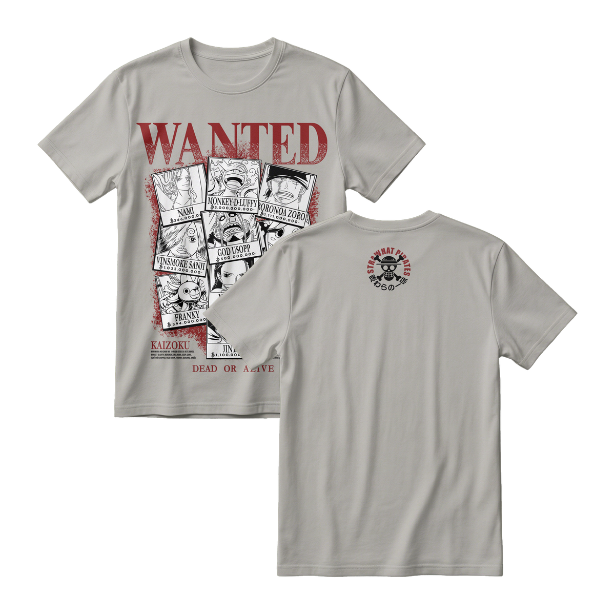 Anime One Piece Wanted Mugiwara Crew Short Sleeve Tee -  MISTY-71
