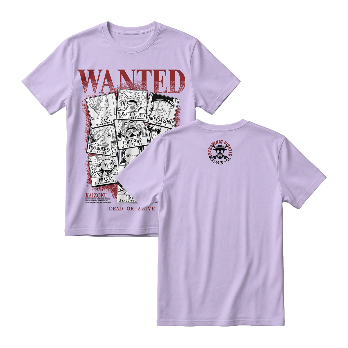 Anime One Piece Wanted Mugiwara Crew Short Sleeve Tee -  PERIWINKLE