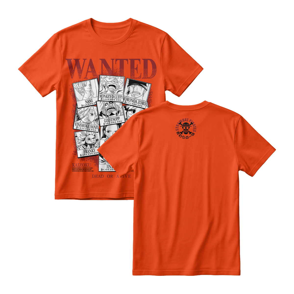 Anime One Piece Wanted Mugiwara Crew Short Sleeve Tee -  TIGER