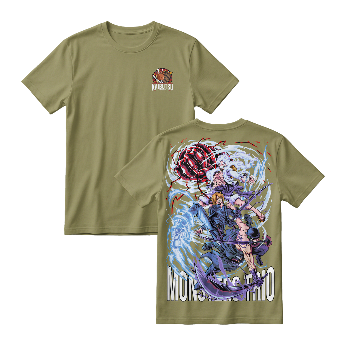 Anime One Piece Monster Trio Short Sleeve Tee - ARMY