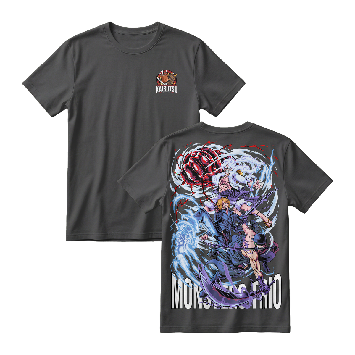 Anime One Piece Monster Trio Short Sleeve Tee - BLACK-JELLY