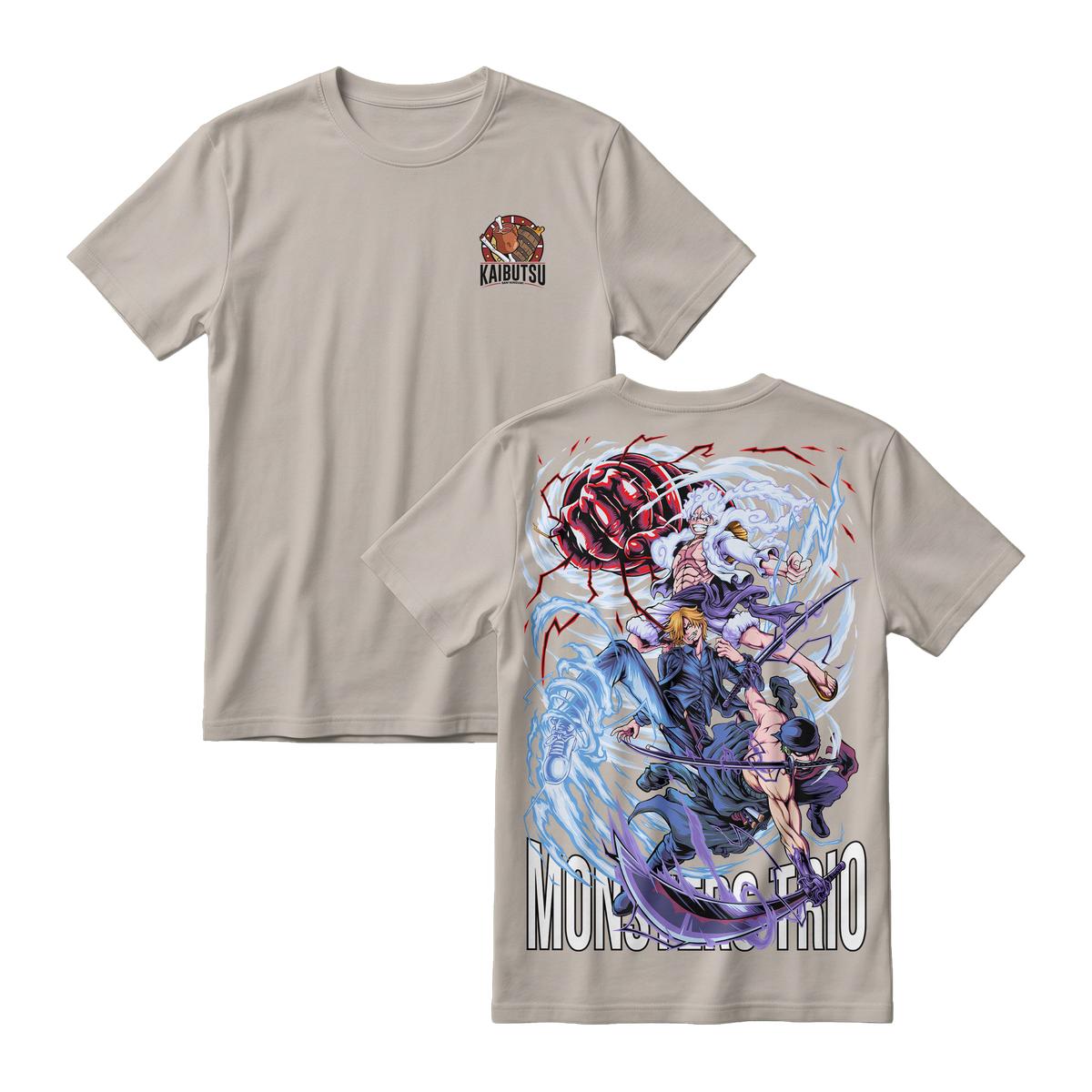Anime One Piece Monster Trio Short Sleeve Tee - BONE