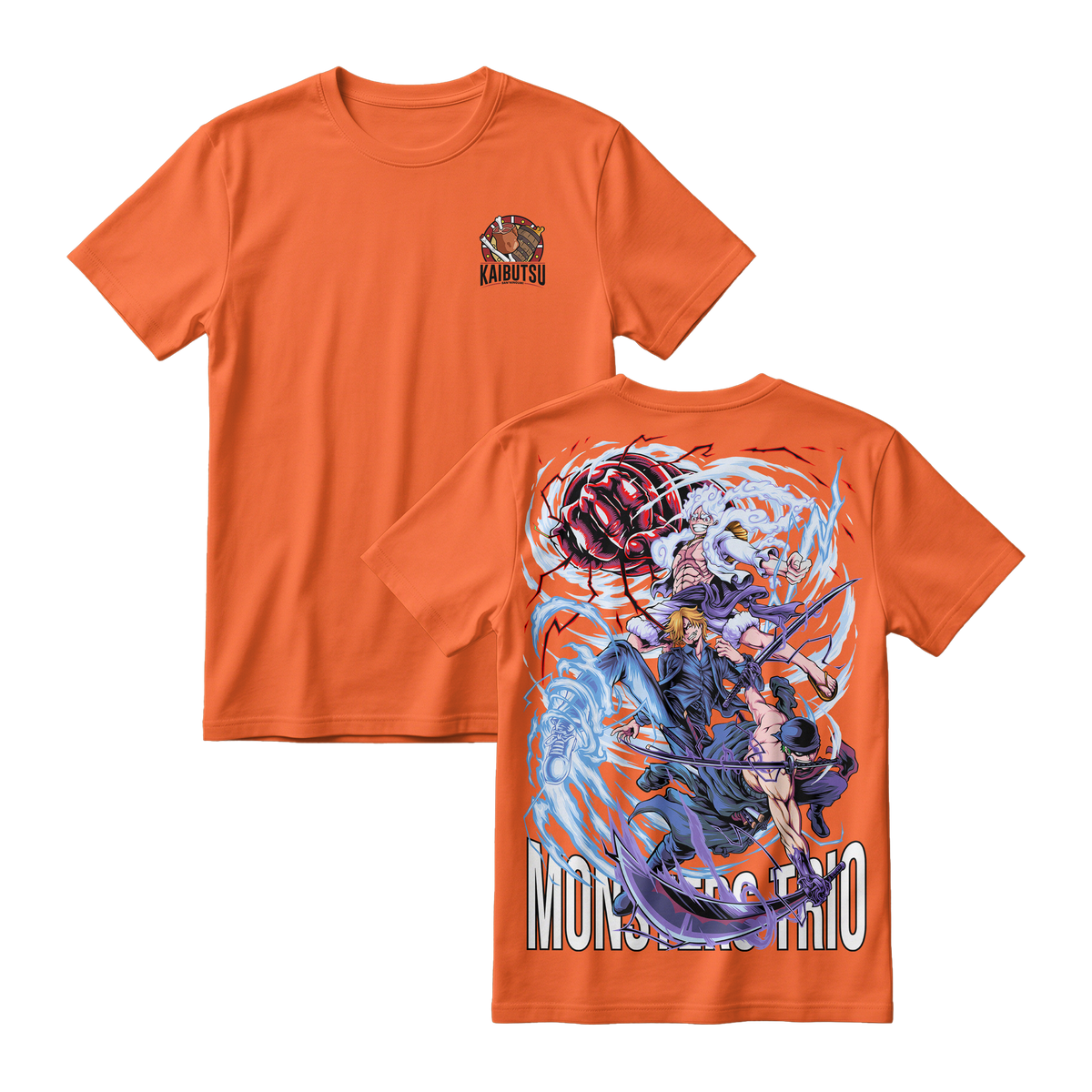Anime One Piece Monster Trio Short Sleeve Tee - BRICK