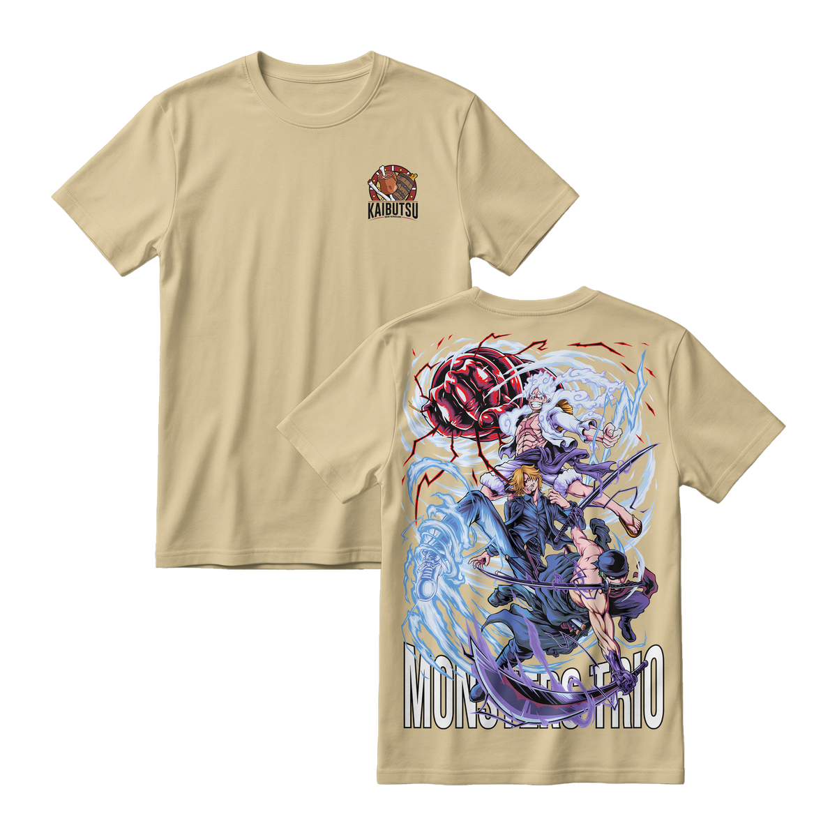 Anime One Piece Monster Trio Short Sleeve Tee - CREAM