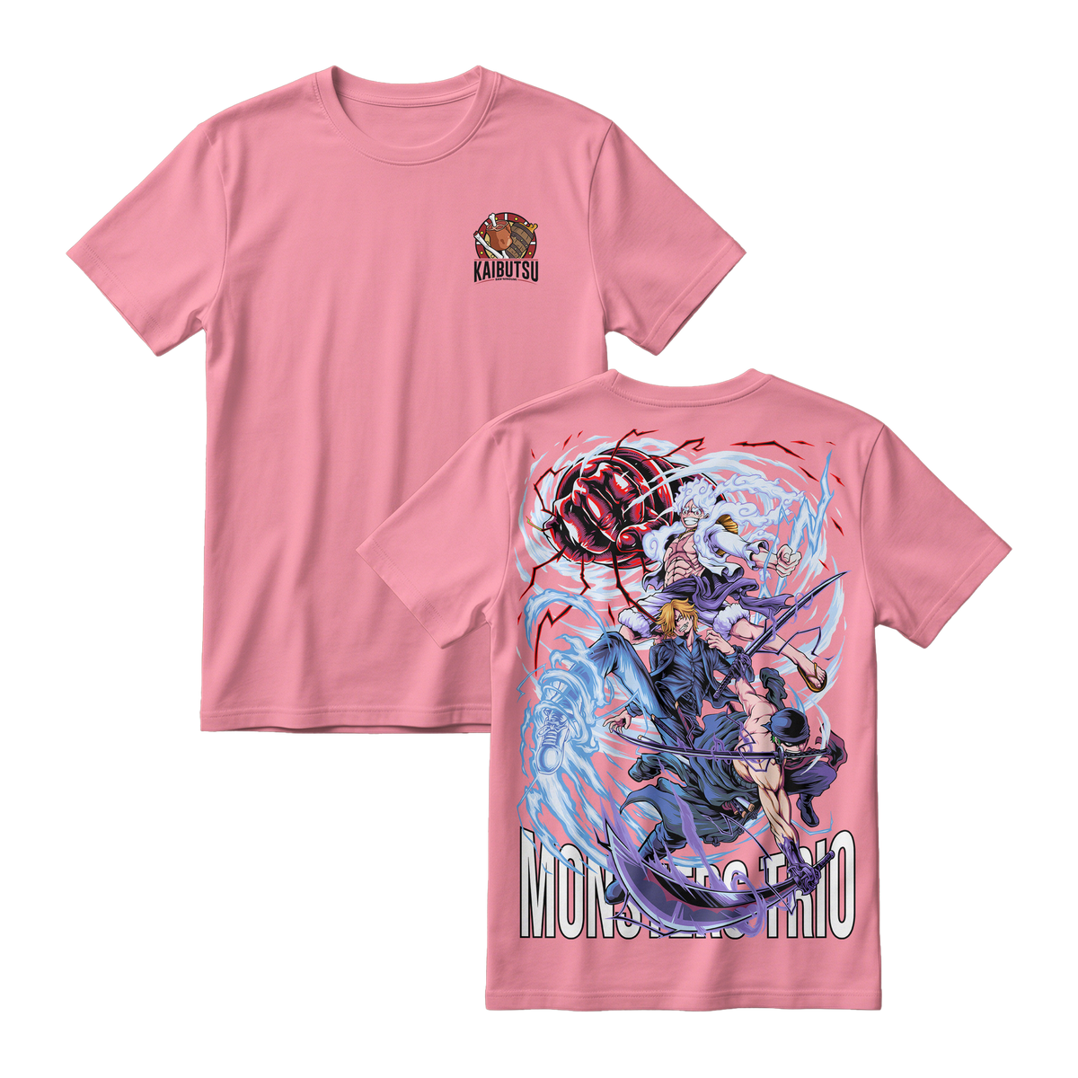 Anime One Piece Monster Trio Short Sleeve Tee - FLAMINGO