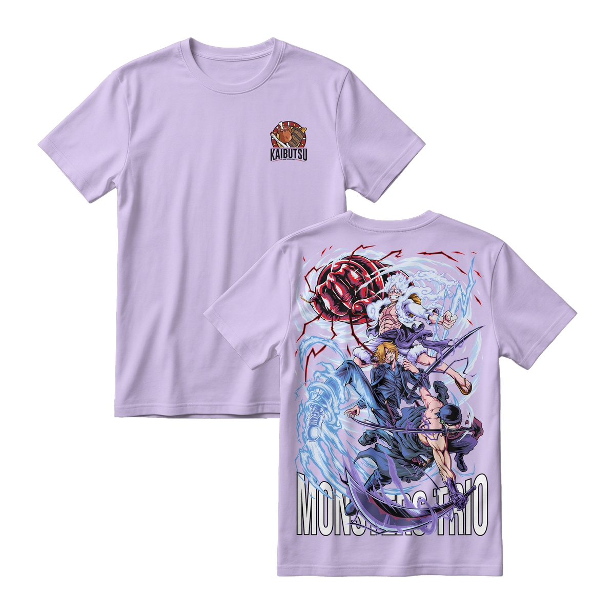 Anime One Piece Monster Trio Short Sleeve Tee - PERIWINGKLE
