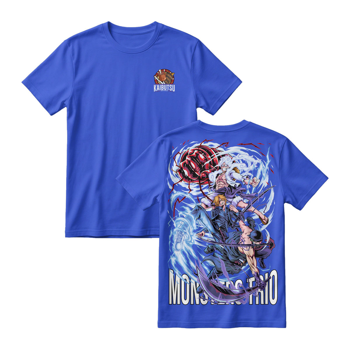 Anime One Piece Monster Trio Short Sleeve Tee - ROYAL-BLUE