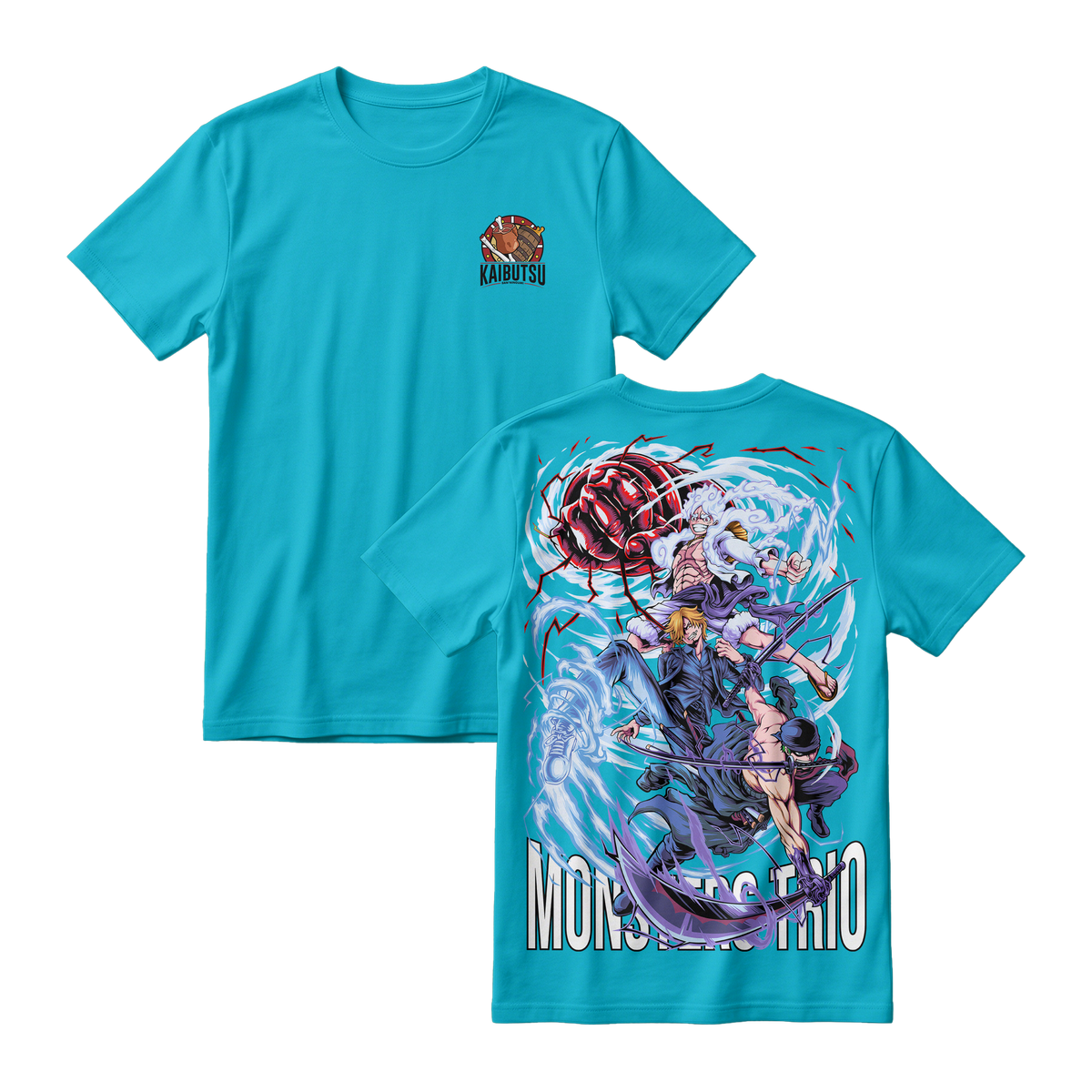 Anime One Piece Monster Trio Short Sleeve Tee - TIFFANY