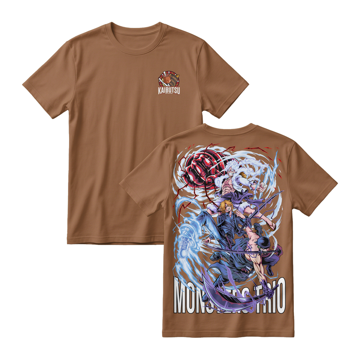 Anime One Piece Monster Trio Short Sleeve Tee - WALNUT