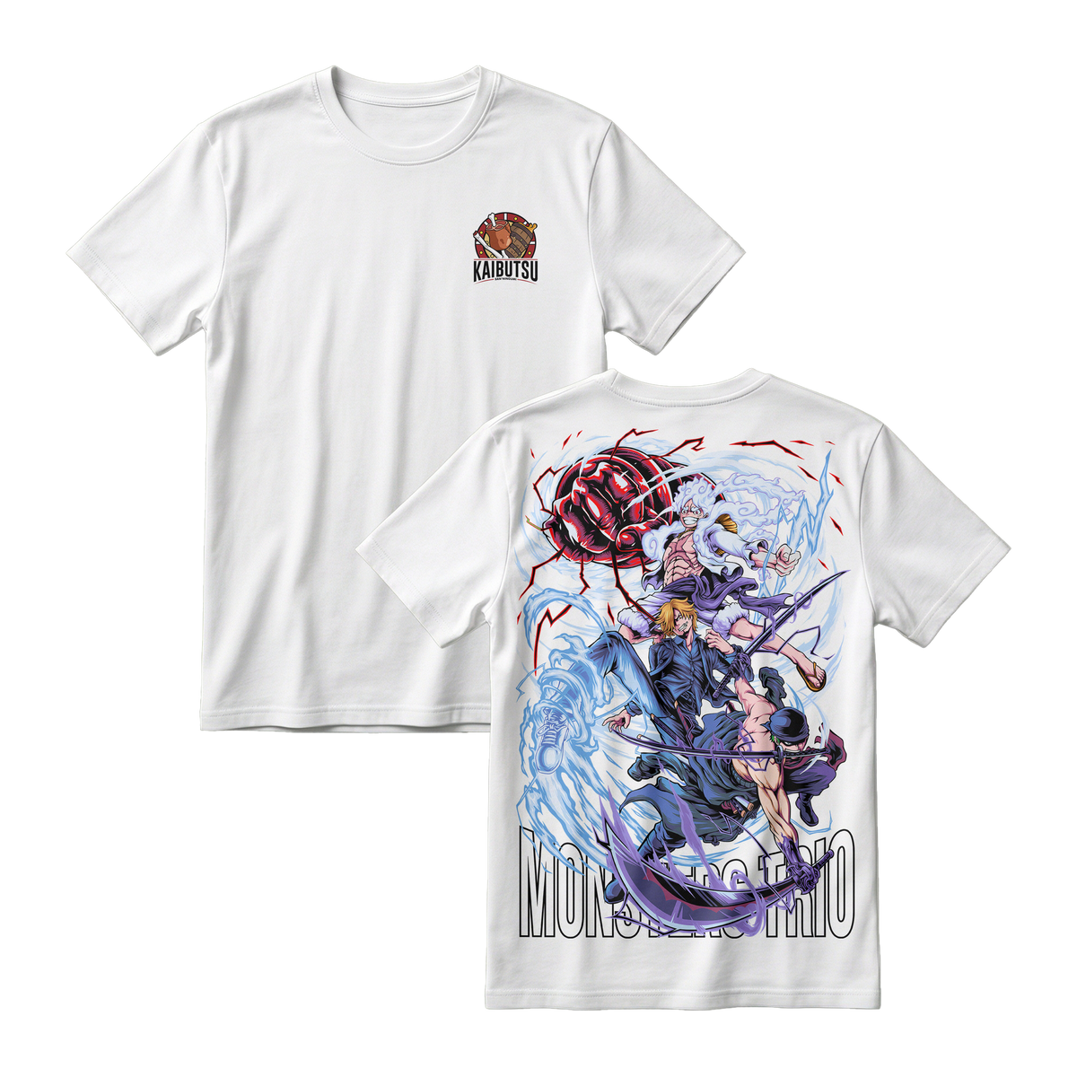 Anime One Piece Monster Trio Short Sleeve Tee - WHITE