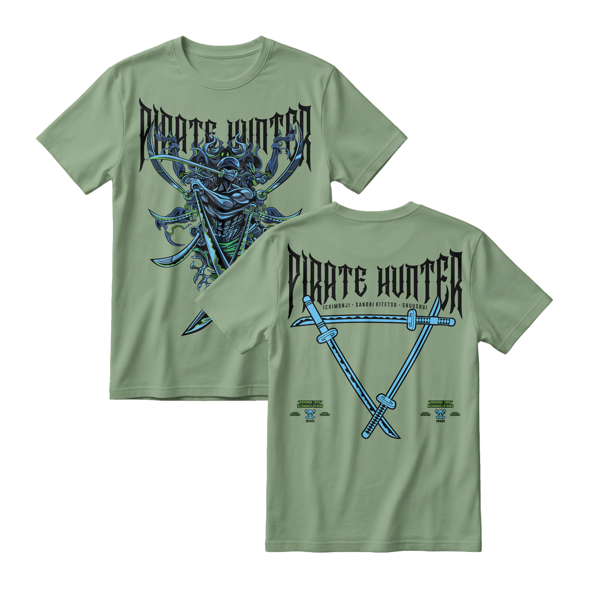 Anime One Piece Roronoa Zoro Pirates Hunter Short Sleeve Tee - ASPARAGUS