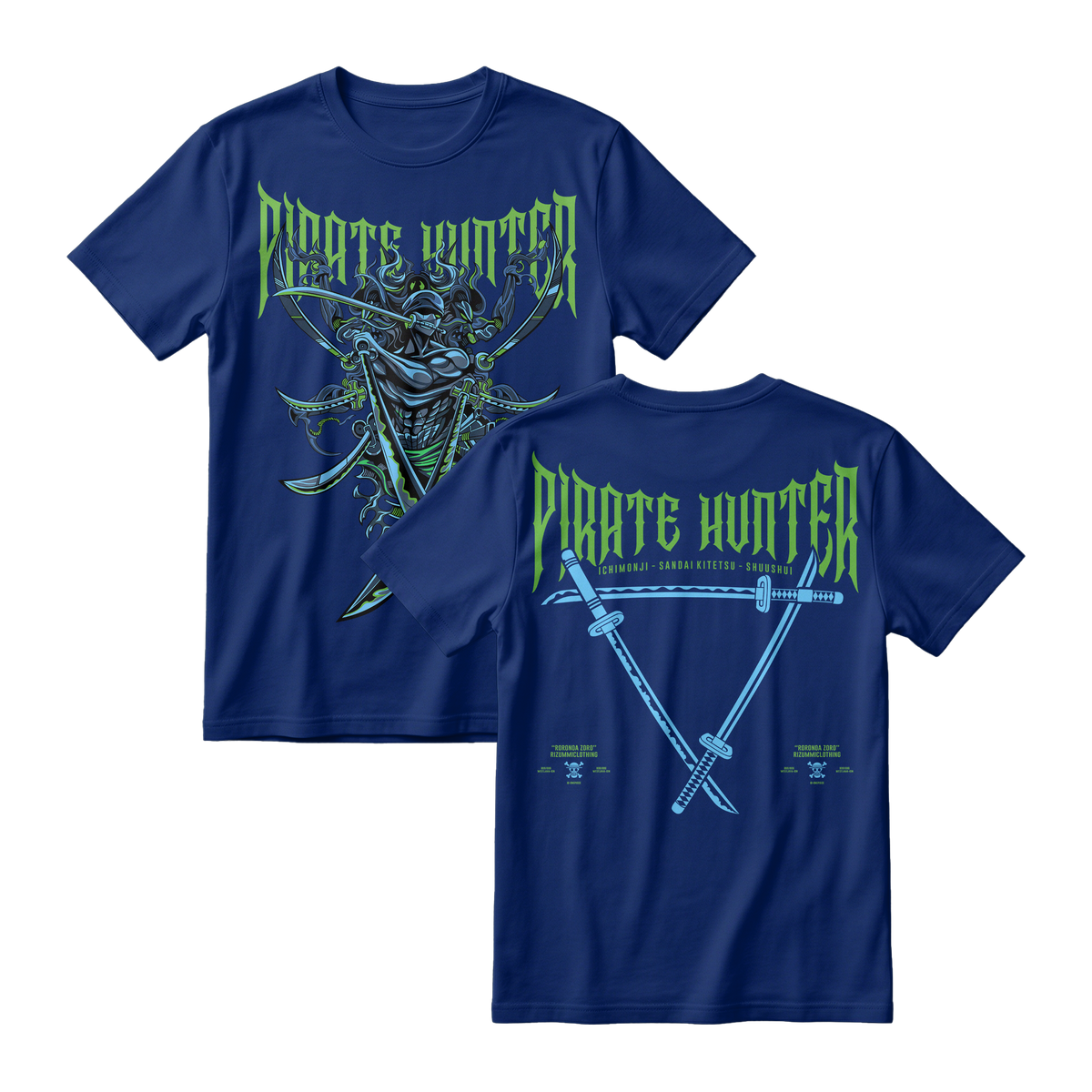 Anime One Piece Roronoa Zoro Pirates Hunter Short Sleeve Tee - DONGKER