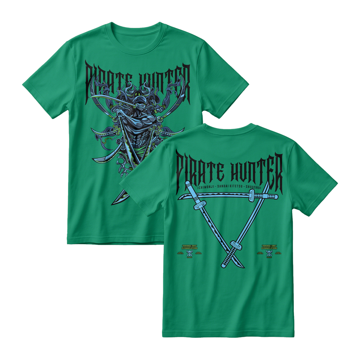 Anime One Piece Roronoa Zoro Pirates Hunter Short Sleeve Tee - JADE