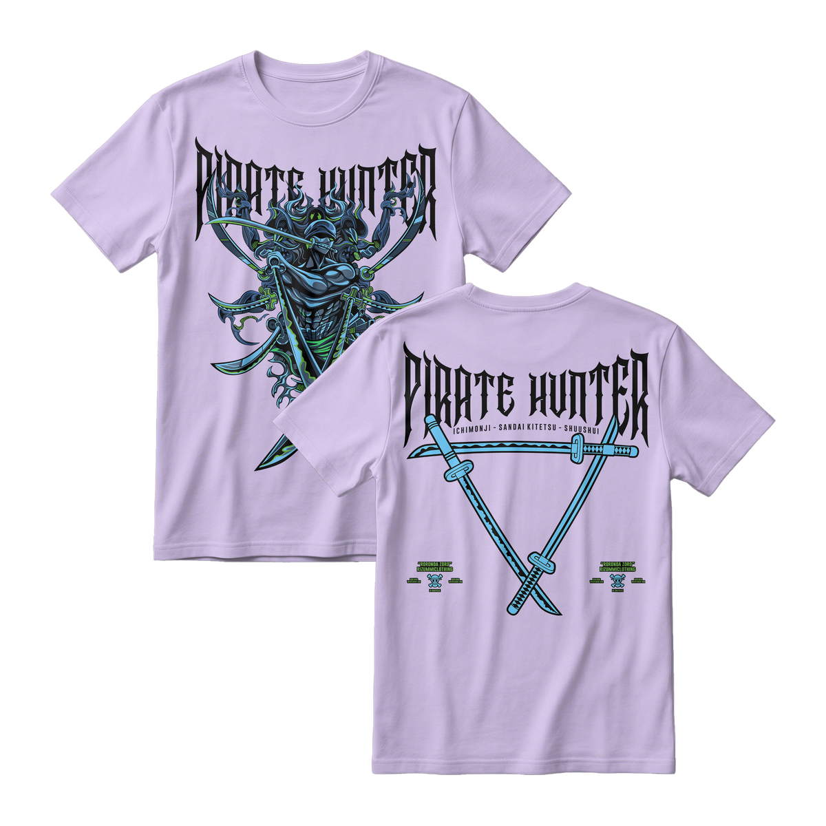 Anime One Piece Roronoa Zoro Pirates Hunter Short Sleeve Tee - PERIWINGKLE